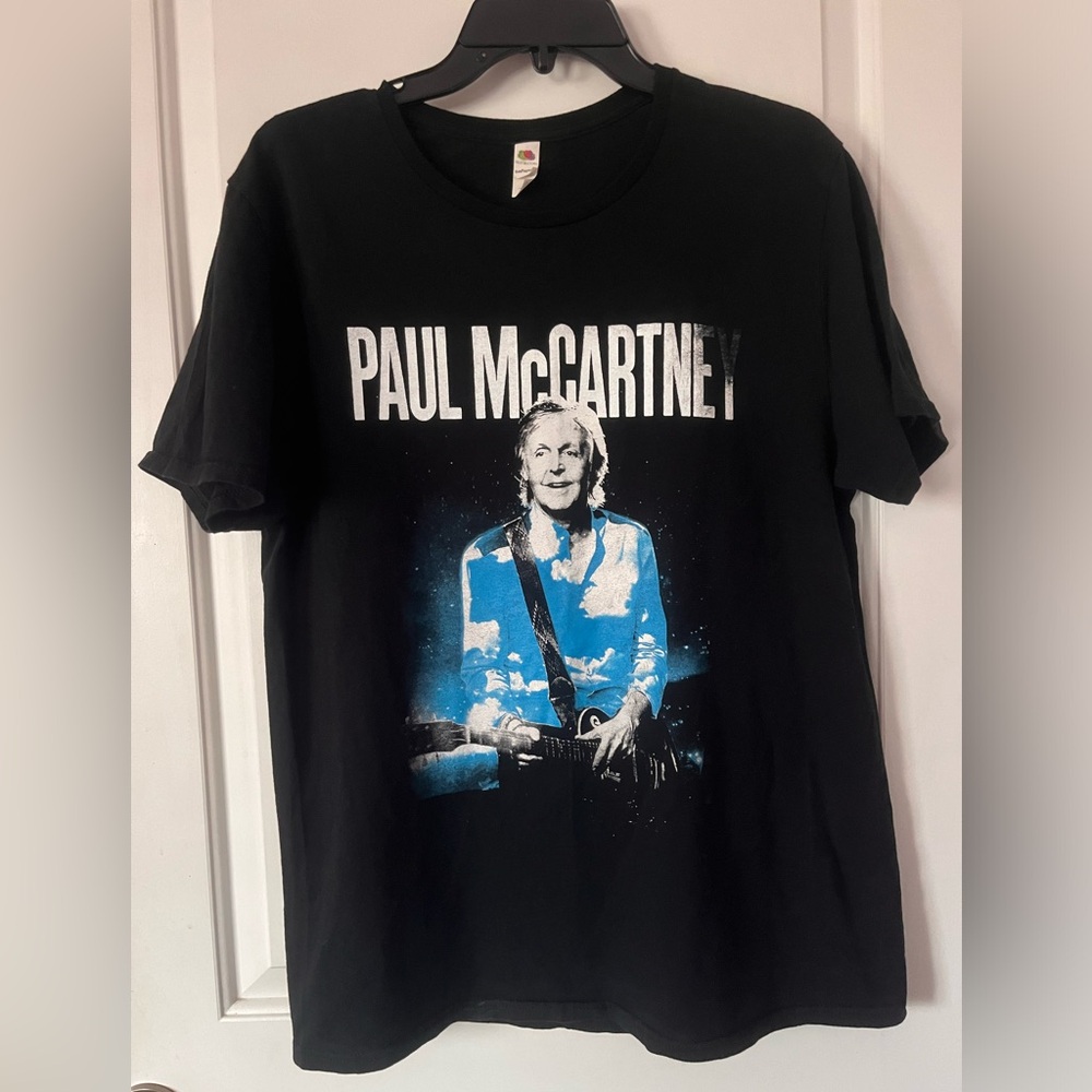 Black Paul McCartney Graphic Tee with Blue Highlights